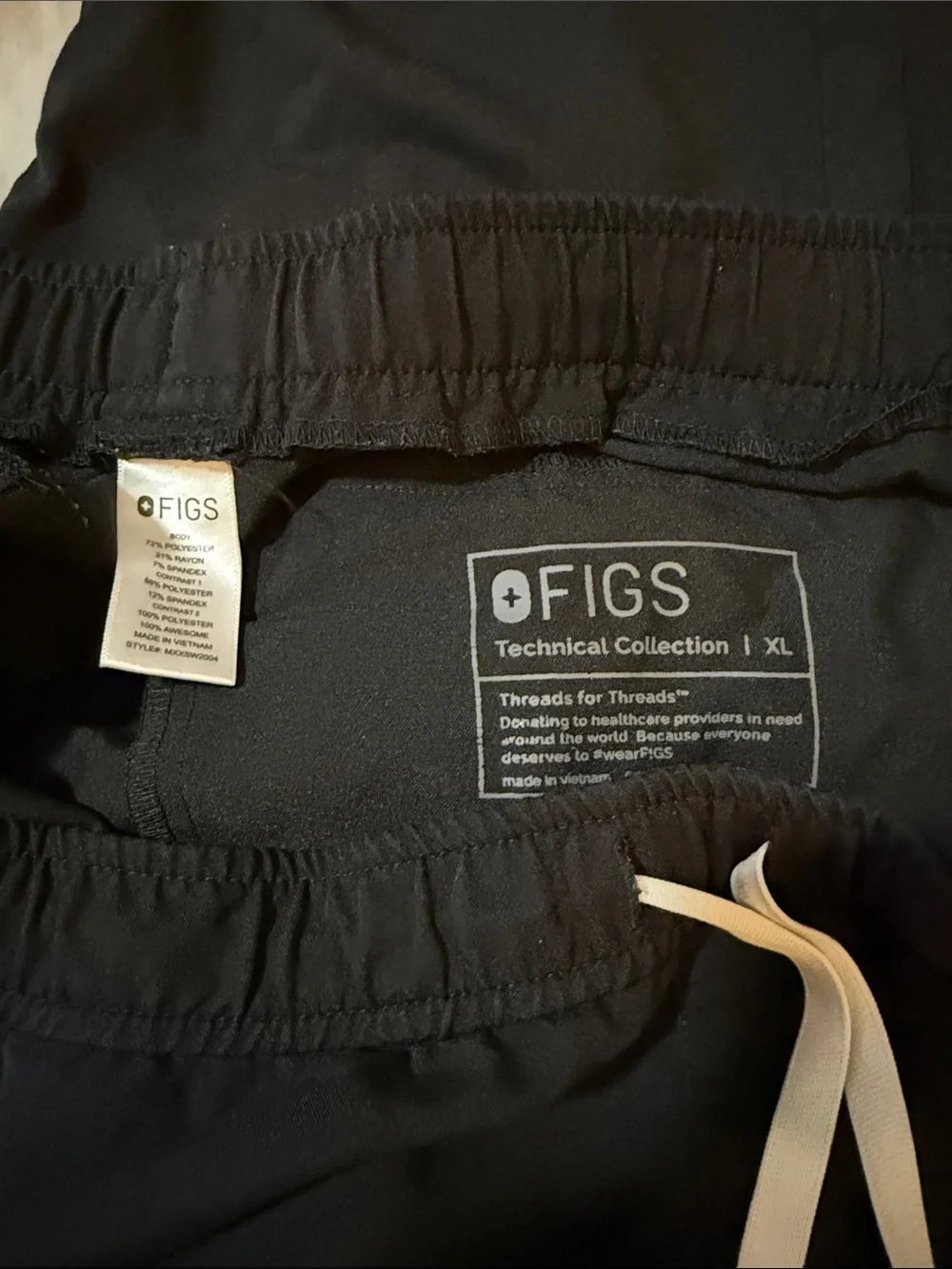 FIGS Men’s Black Scrub Jogger Pant Technical Collection-XL